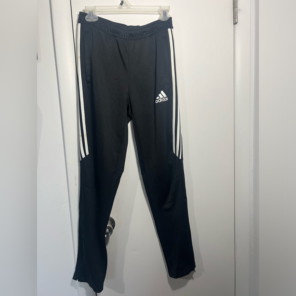 adidas Black Joggers with White Side Stripes